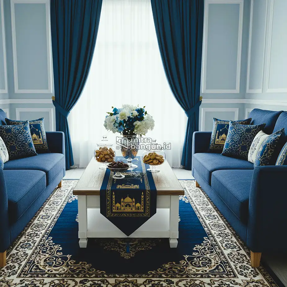 ruang tamu lebaran damai warna biru