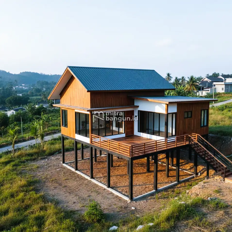 Inspirasi desain di Rumah Tanah Menurun Panggung