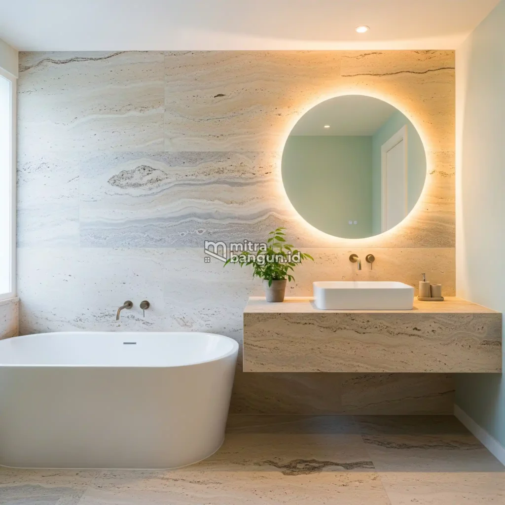 Unsur alam pada kamar mandi minimalis