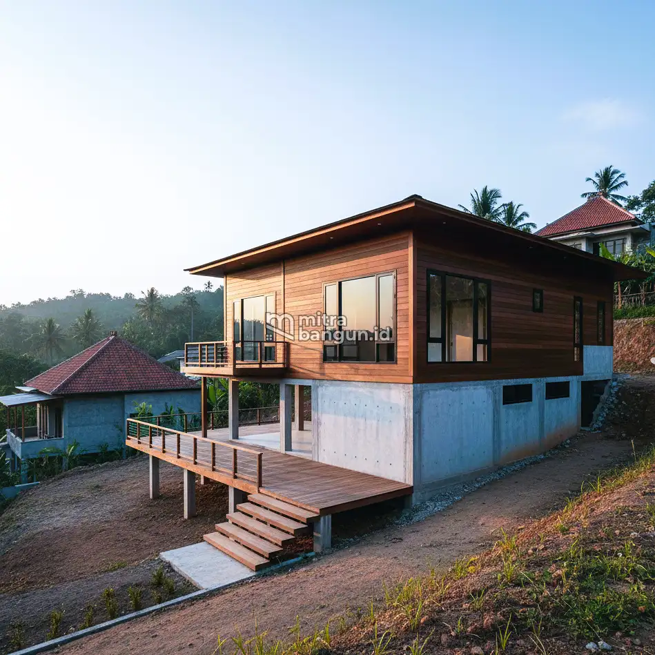 ini inspirasi Desain di Rumah Tanah Menurun Kayu
