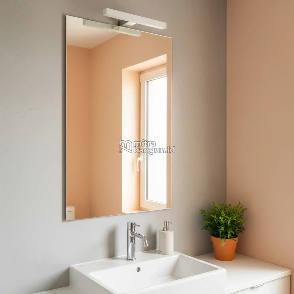 kamar mandi minimalis dengan cermin