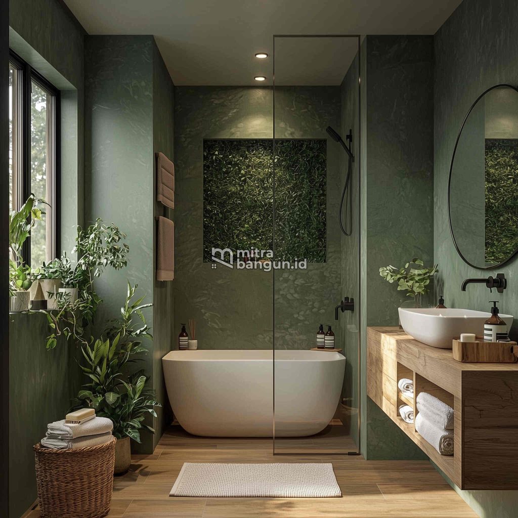 kamar mandi warna hijau