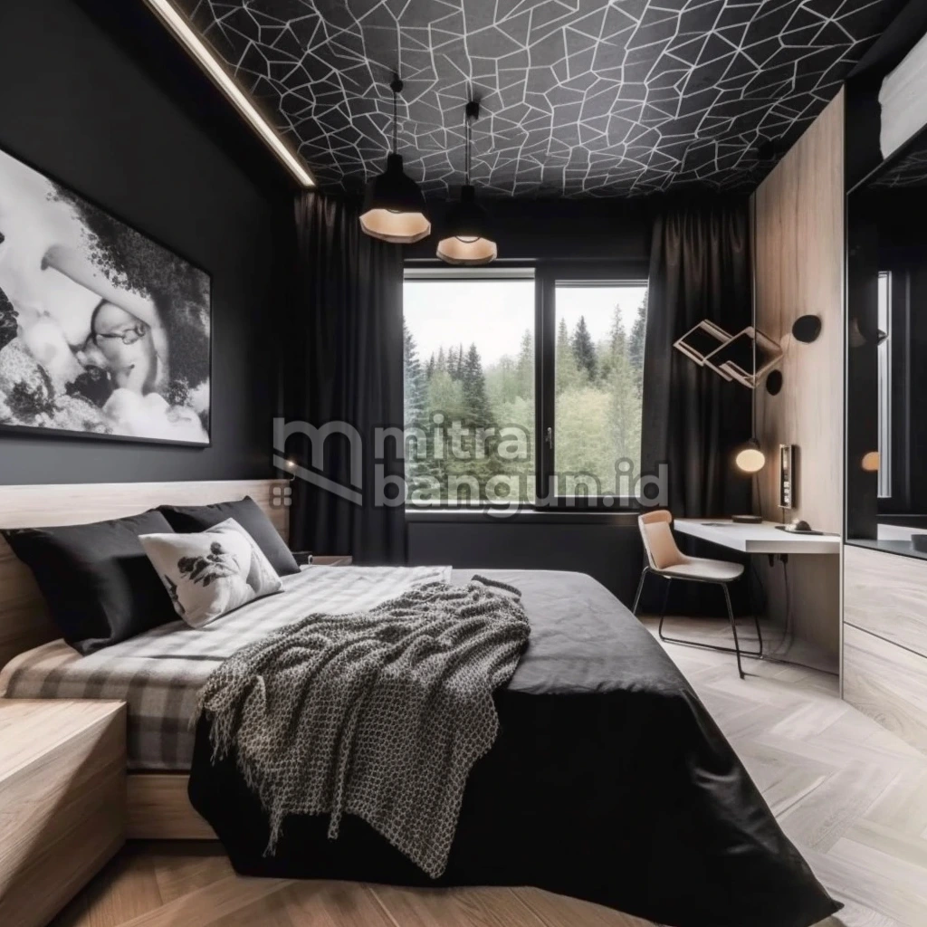 desain plafon kamar ukuran 3x3 monokrom