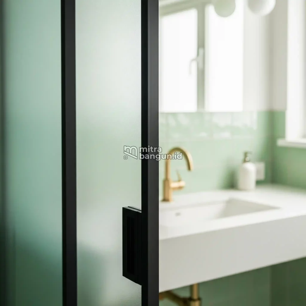 pintu geser di kamar mandi minimalis
