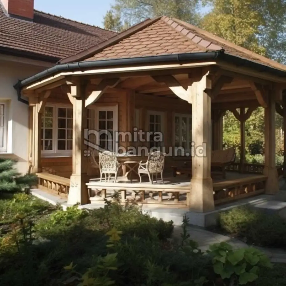 desain gazebo depan rumah di teras