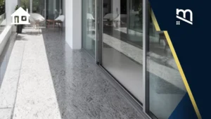 granit teras depan rumah mewah putih