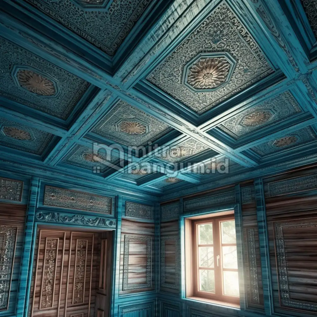 model plafon rumah warna biru