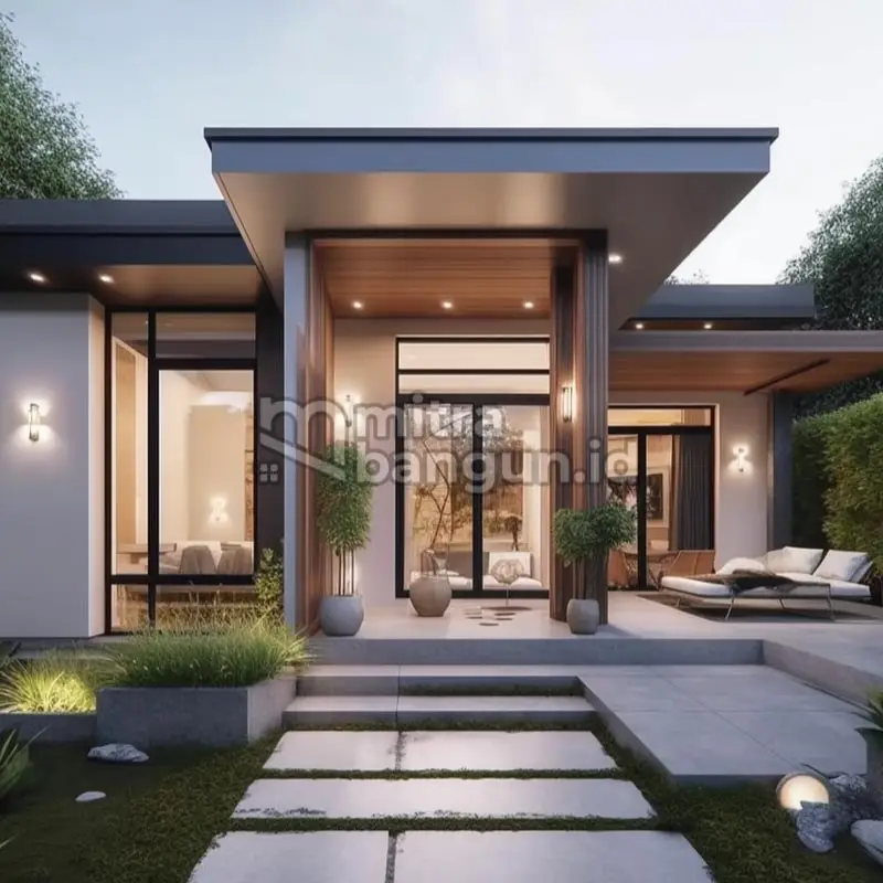 desain rumah lantai 1 memanjang ke samping