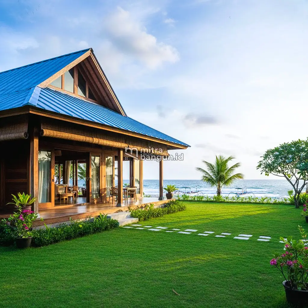 Rumah Kayu Sederhana dan Indah di pantai
