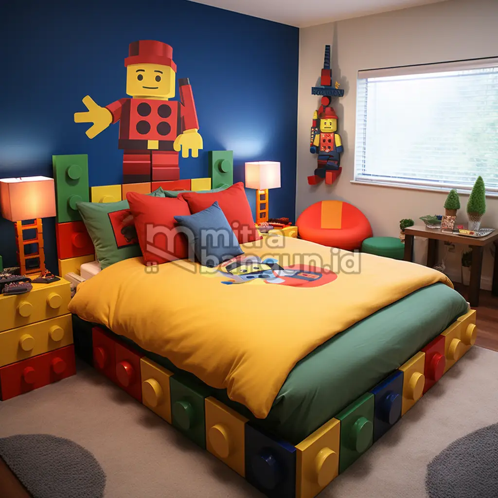 kamar tidur anak tema lego