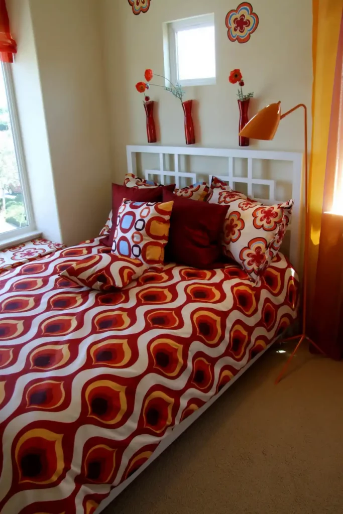 kamar tidur anak merah berseni