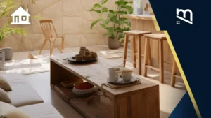 ruang tamu menyatu dengan dapur