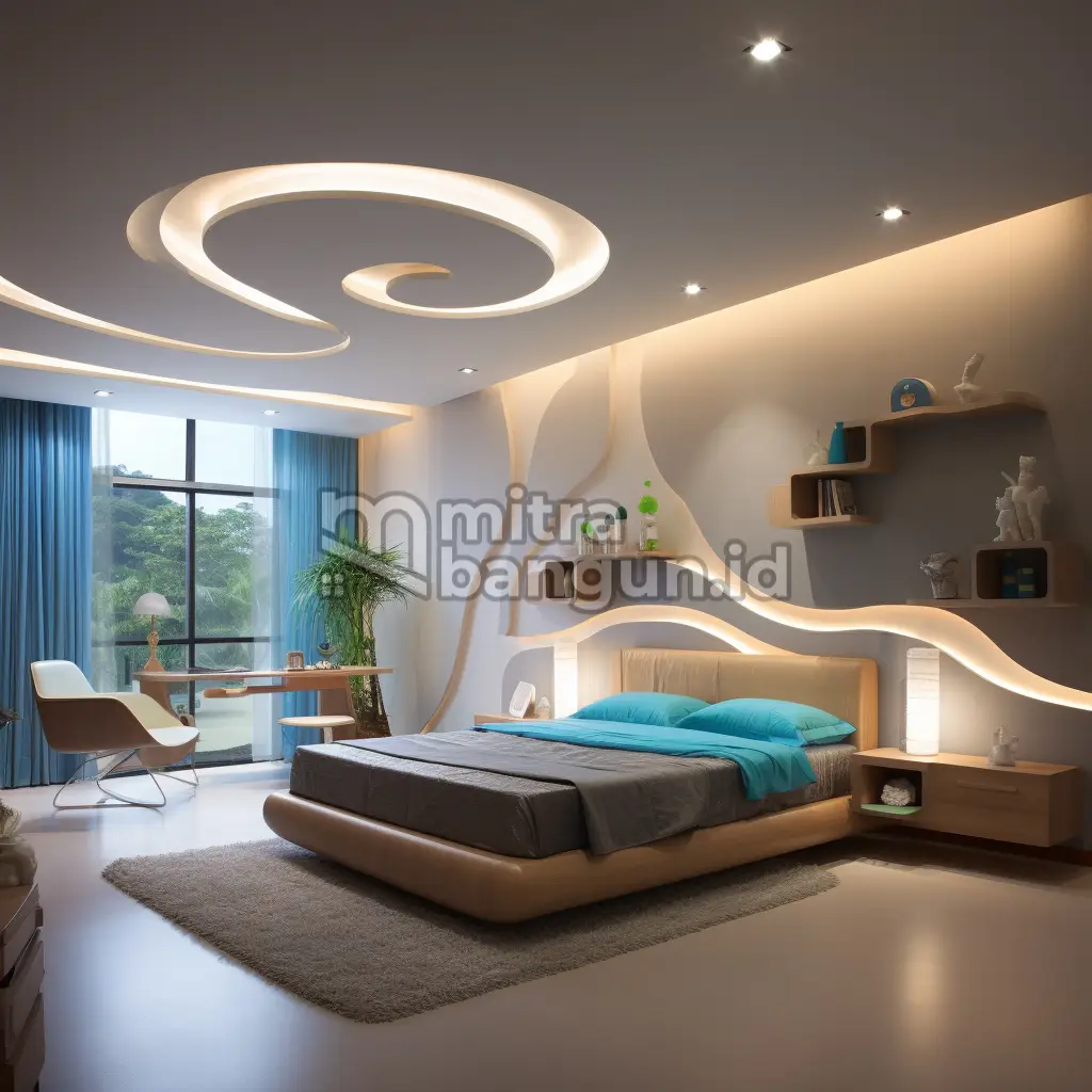 plafon aesthetic di kamar tidur