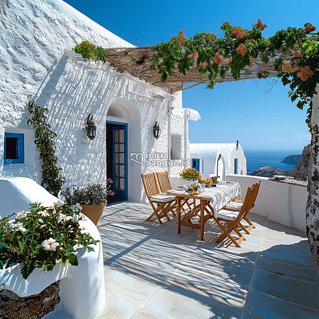 sulap teras rumah santorini jadi ruang tamu