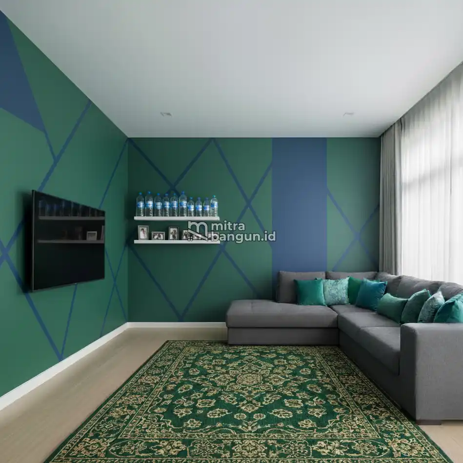 warna hijau dan biru permata cocok pada dinding