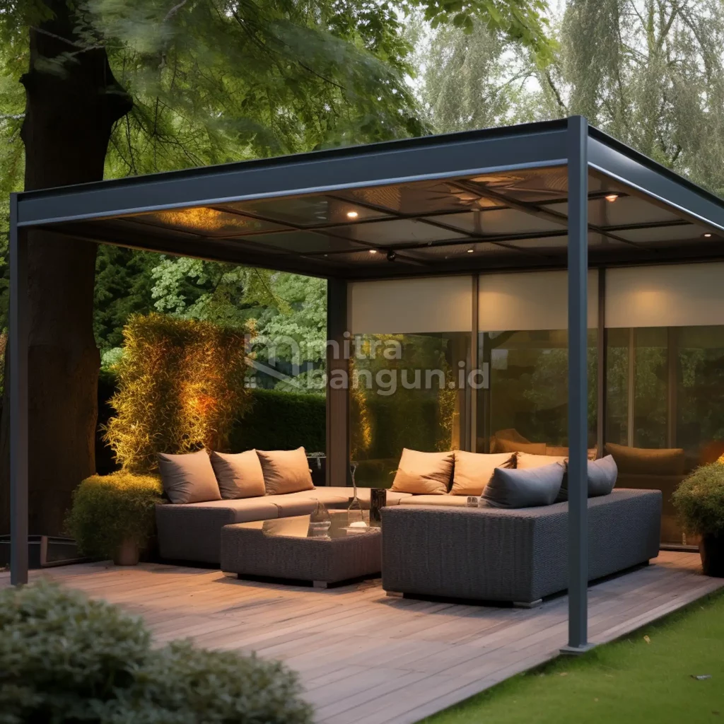 gazebo minimalis modern bahan besi dan logam