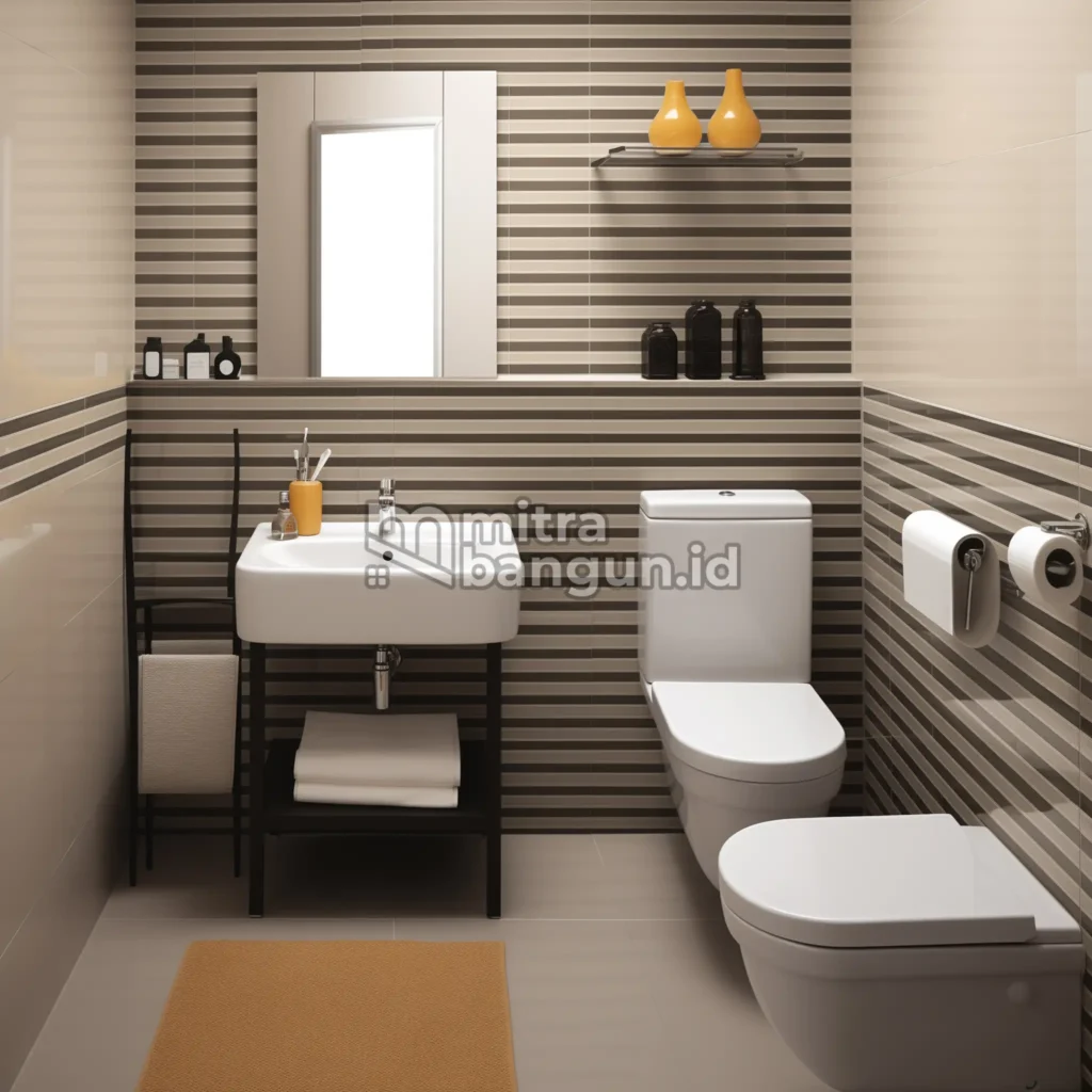 kamar mandi dengan keramik motif garis