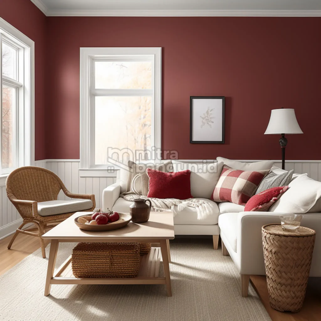 kombinasi maroon dan putih di rumah