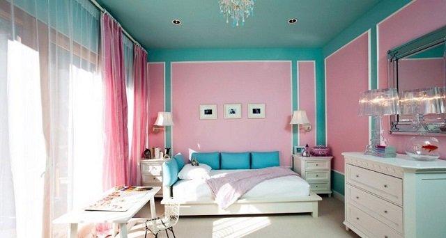 cat rumah warna hijau kombinasi pink
