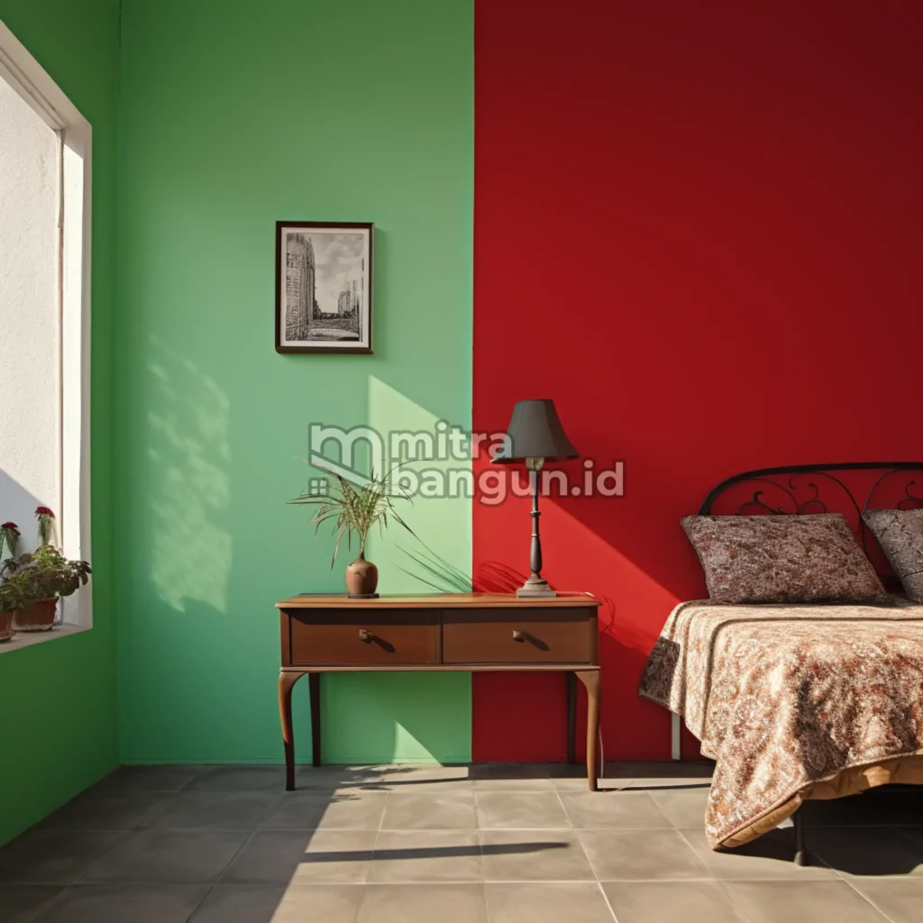 cat rumah warna hijau kombinasi merah