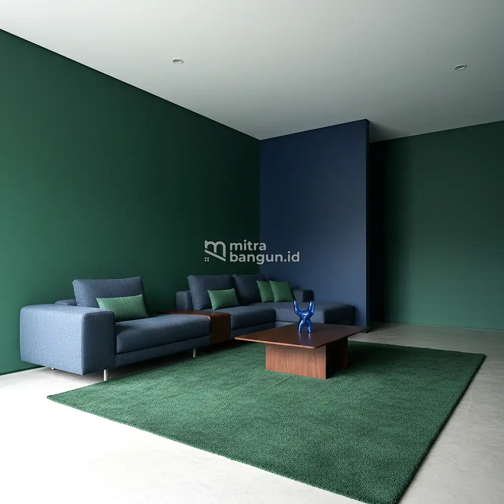 macam cat rumah warna kombinasi biru dongker dan hijau