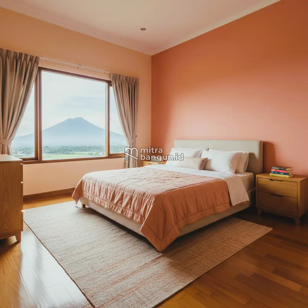 cat rumah warna Pink Peach dengan Pink Salem