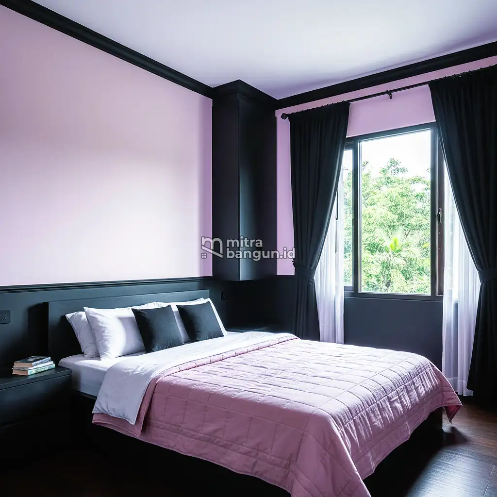 cat rumah warna pink Pink dengan Hitam