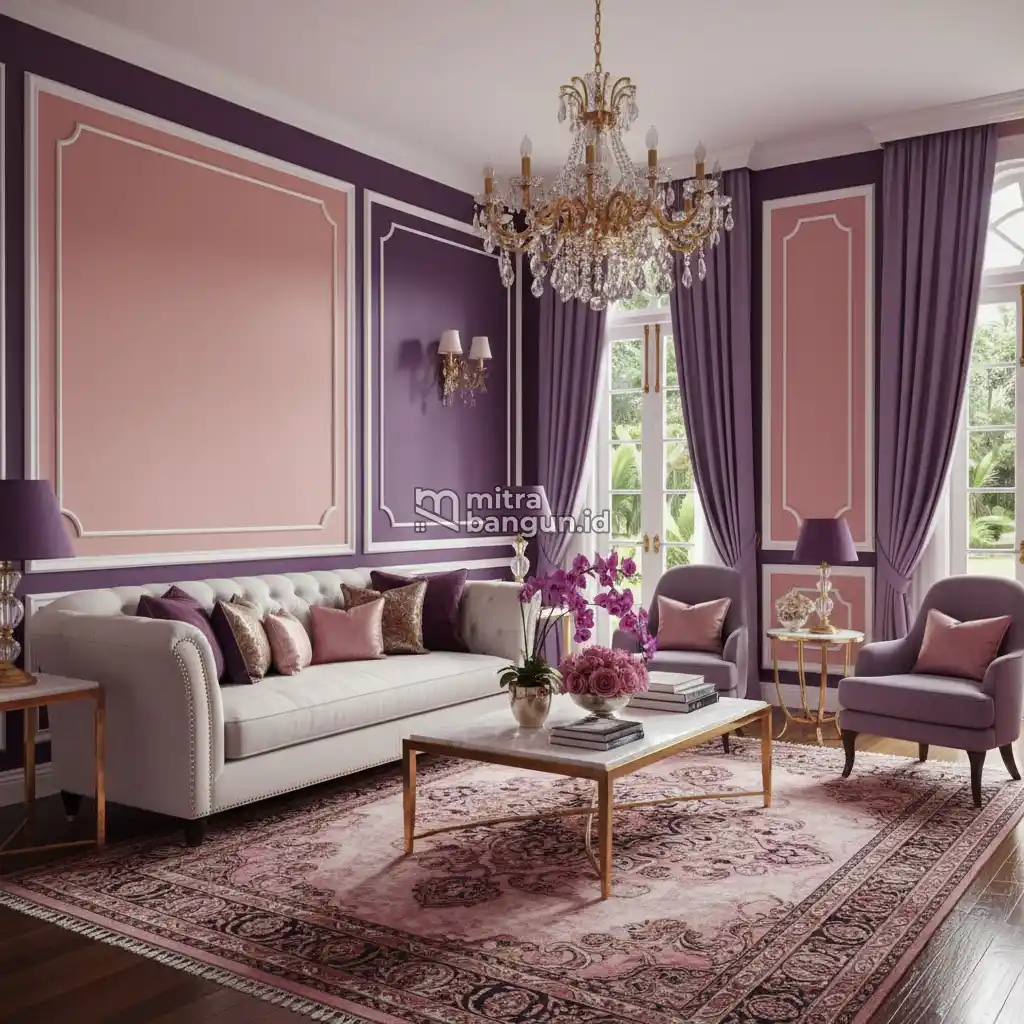 cat rumah warna pink dengan ungu