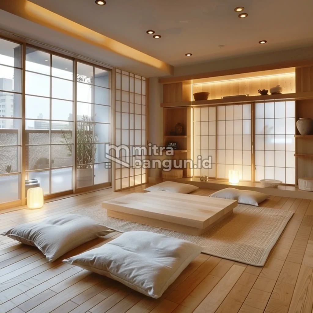 contoh ruang tamu yang khas ala Jepang