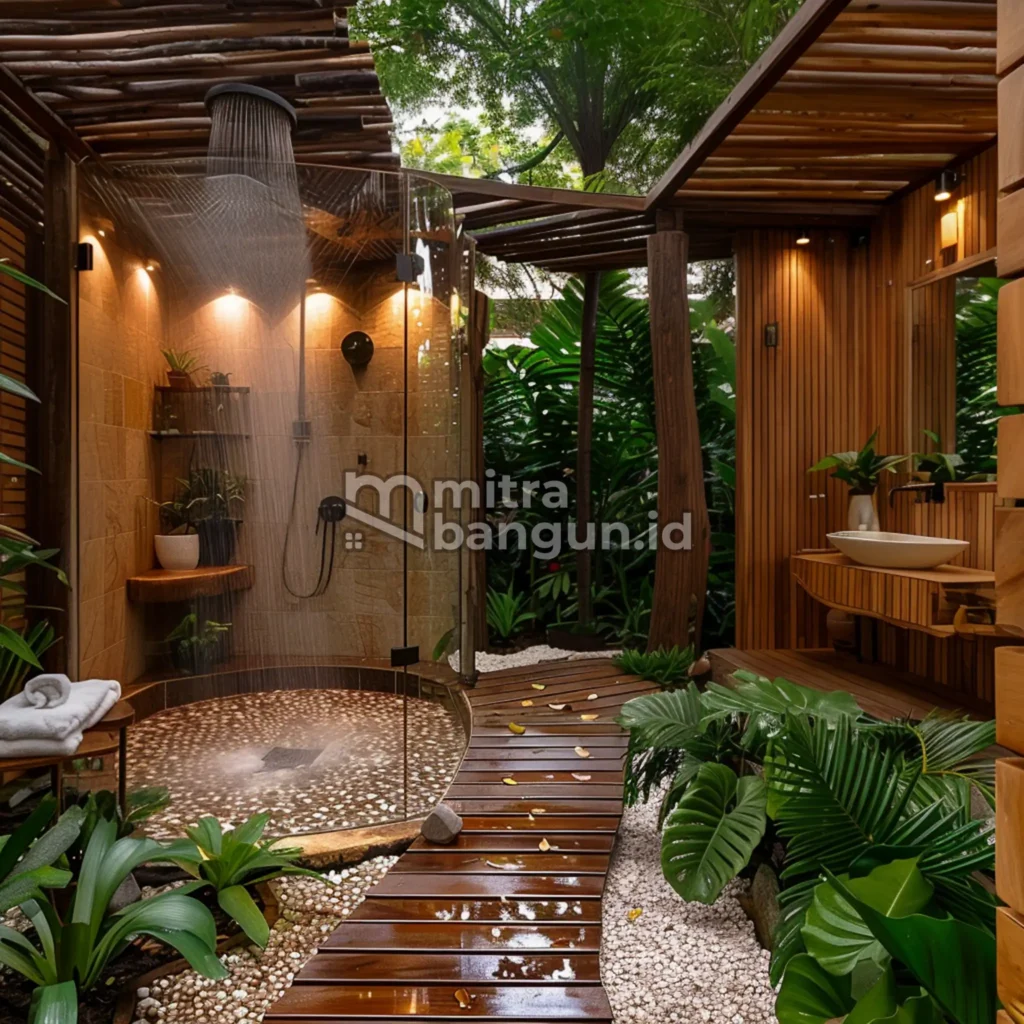 kamar mandi outdoor konsep alami