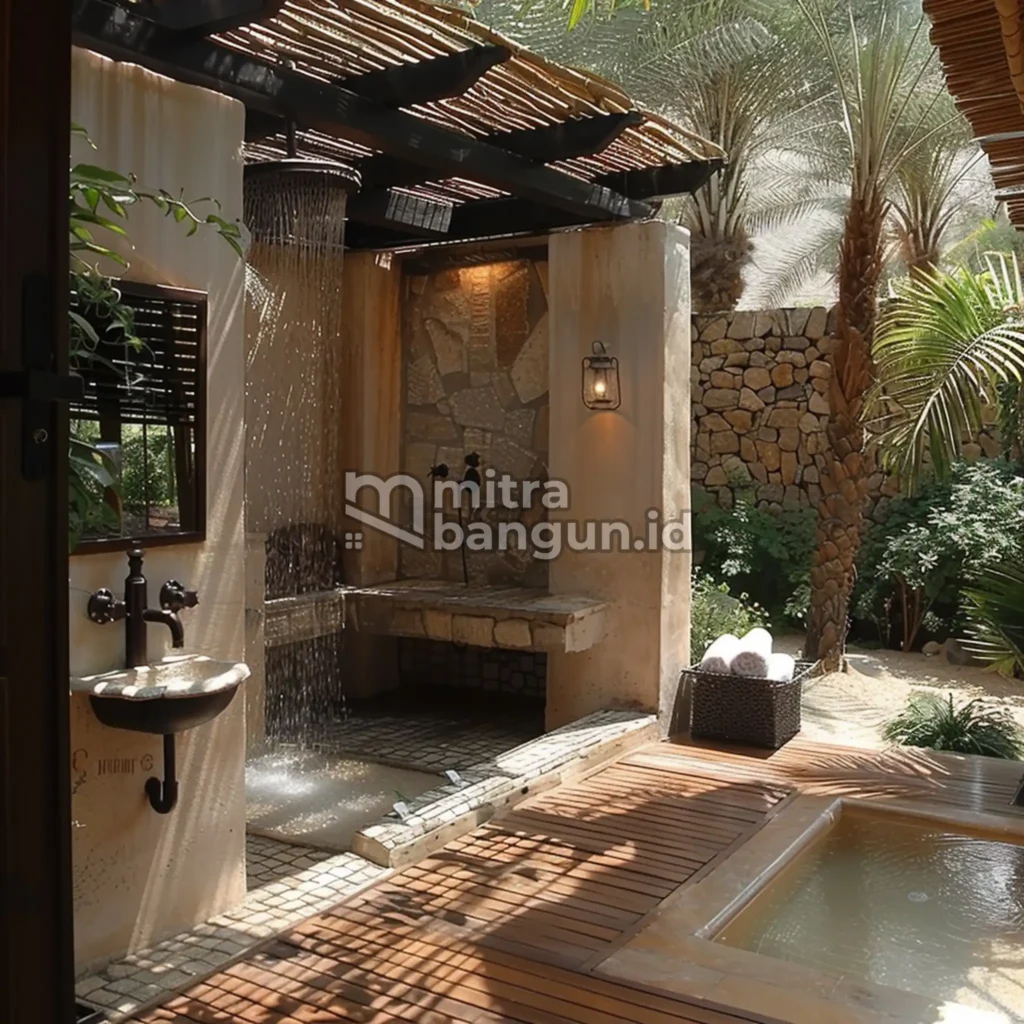 kamar mandi outdoor gaya tropis