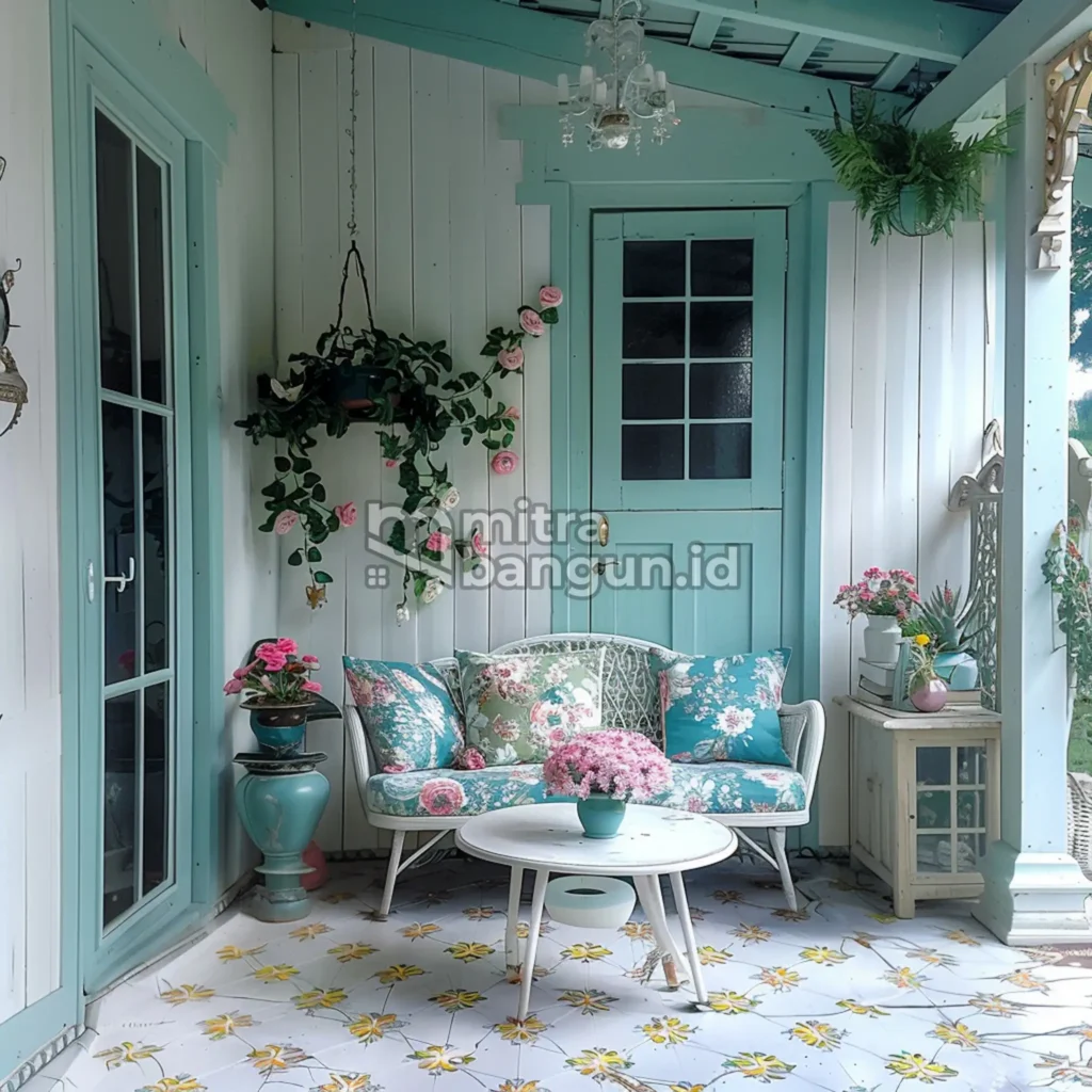 keramik halaman rumah model shabby chic