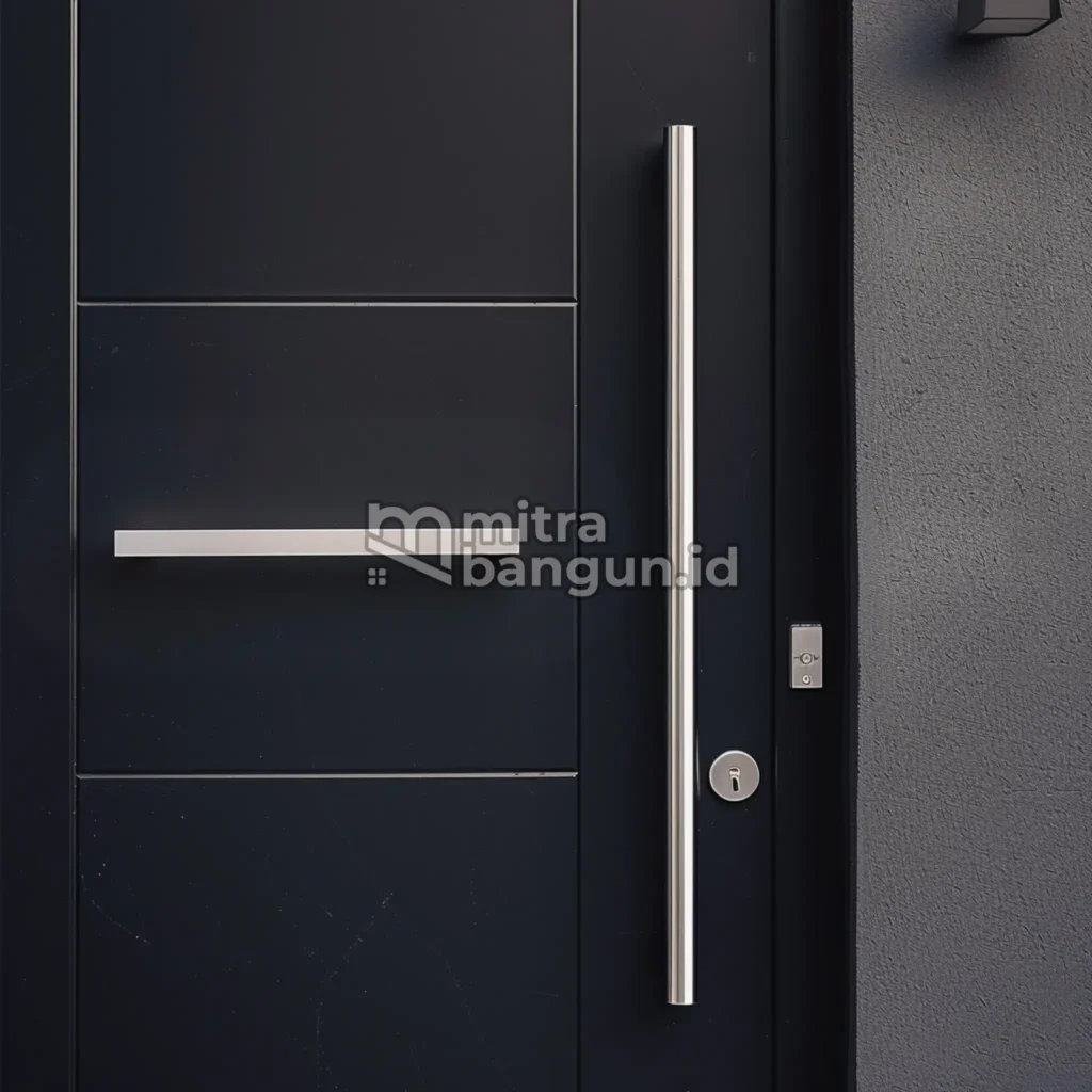 model pintu modern handle metalik berukuran panjang