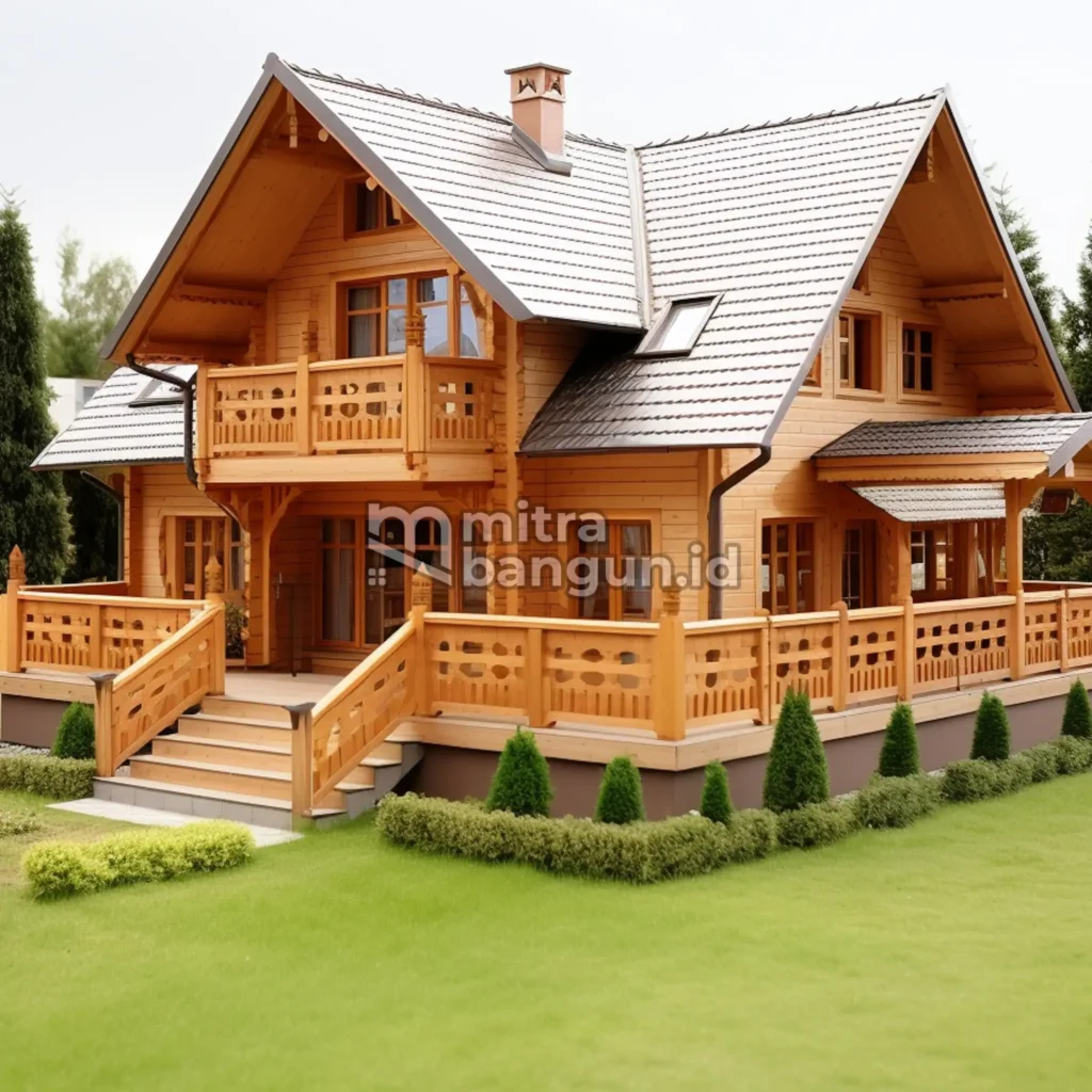 Rumah mewah 2 lantai dari kayu