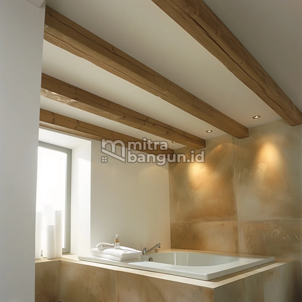ilustrasi plafon kamar mandi kayu