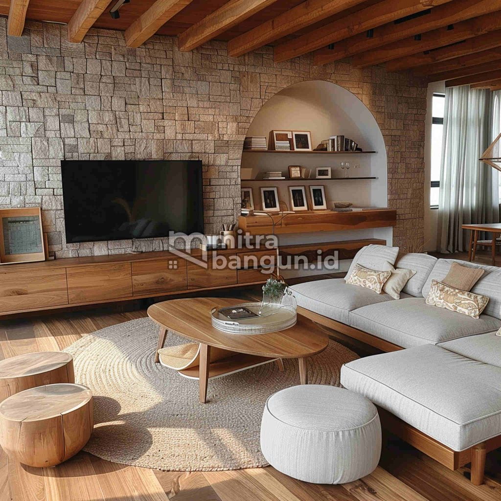 ruang tv minimalis rustic