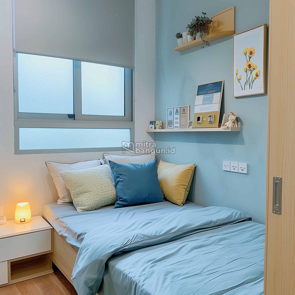 Desain Kamar Kost Minimalis Biru