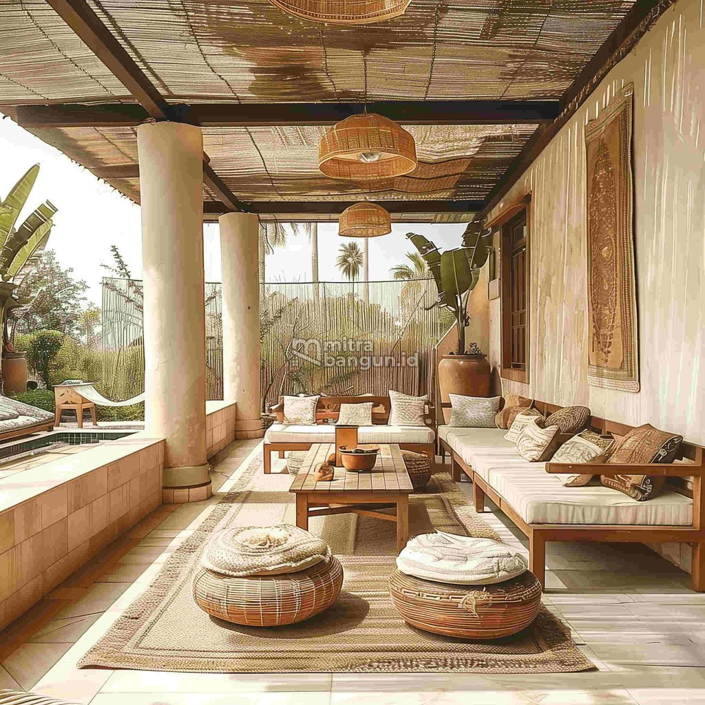 Teras Panjang ke Samping Gaya Bohemian