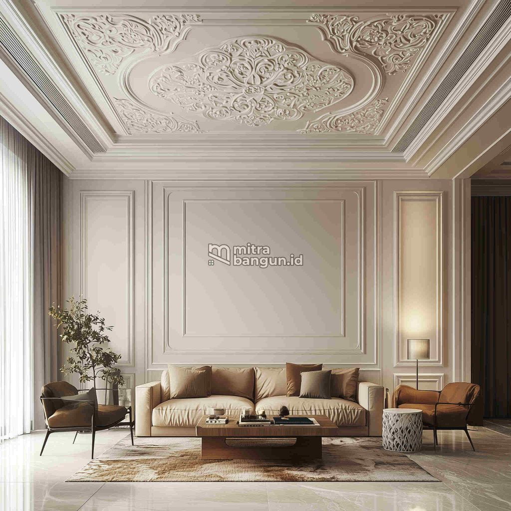 Plafon Minimalis Terbaru Ruang Tamu Ornamen