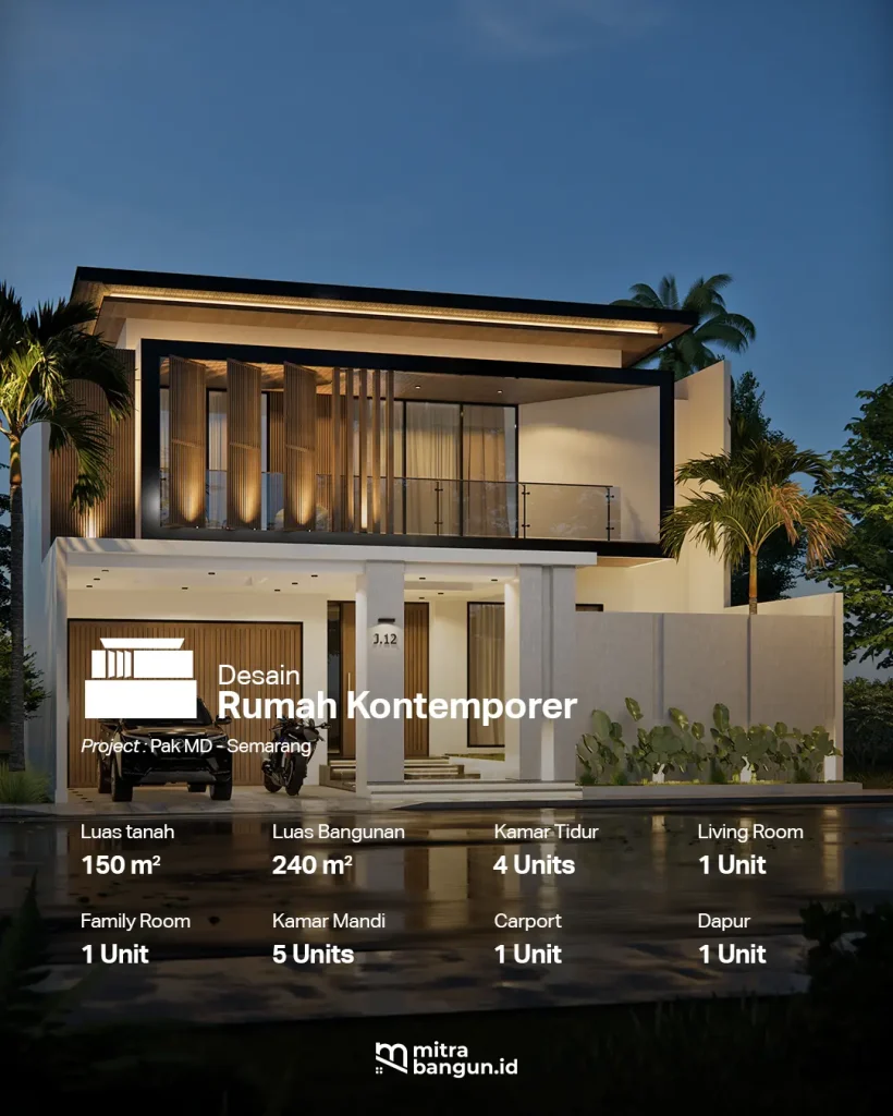 detail desain rumah surabaya gaya kontemporer