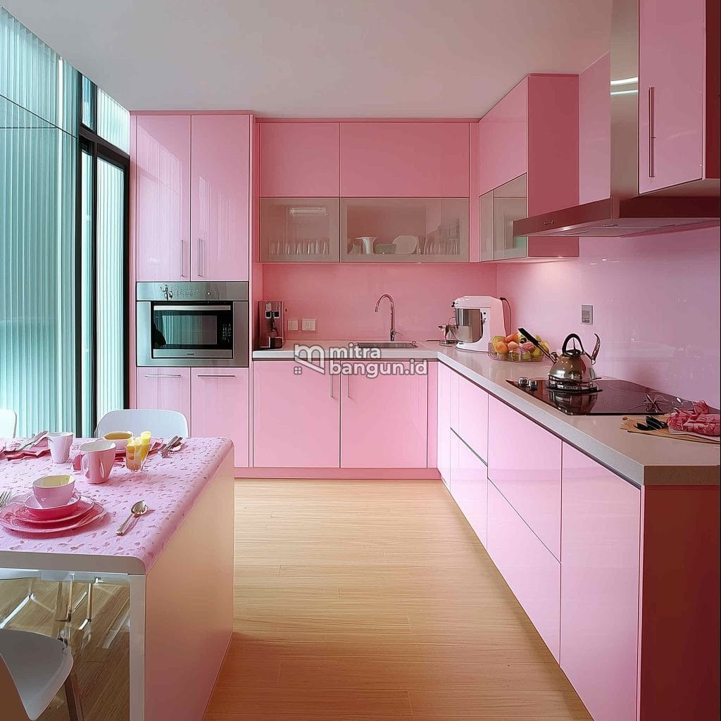 Interior Dapur Minimalis Pink