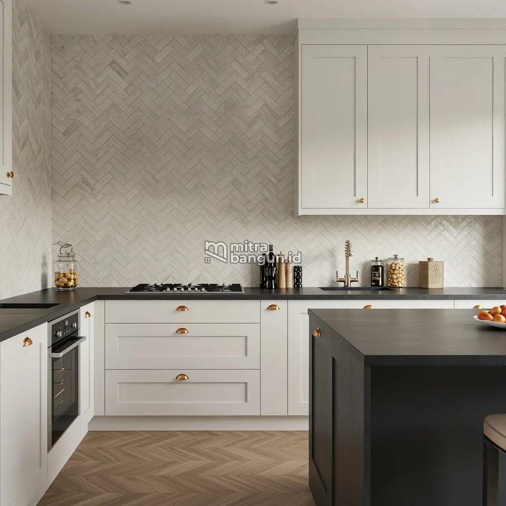Keramik Dinding Dapur Motif Kotak Chevron