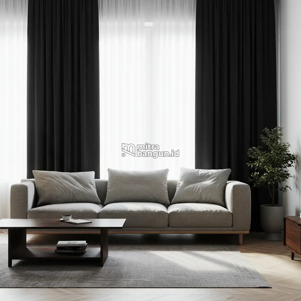 Gorden Ruang Tamu Minimalis Warna Hitam