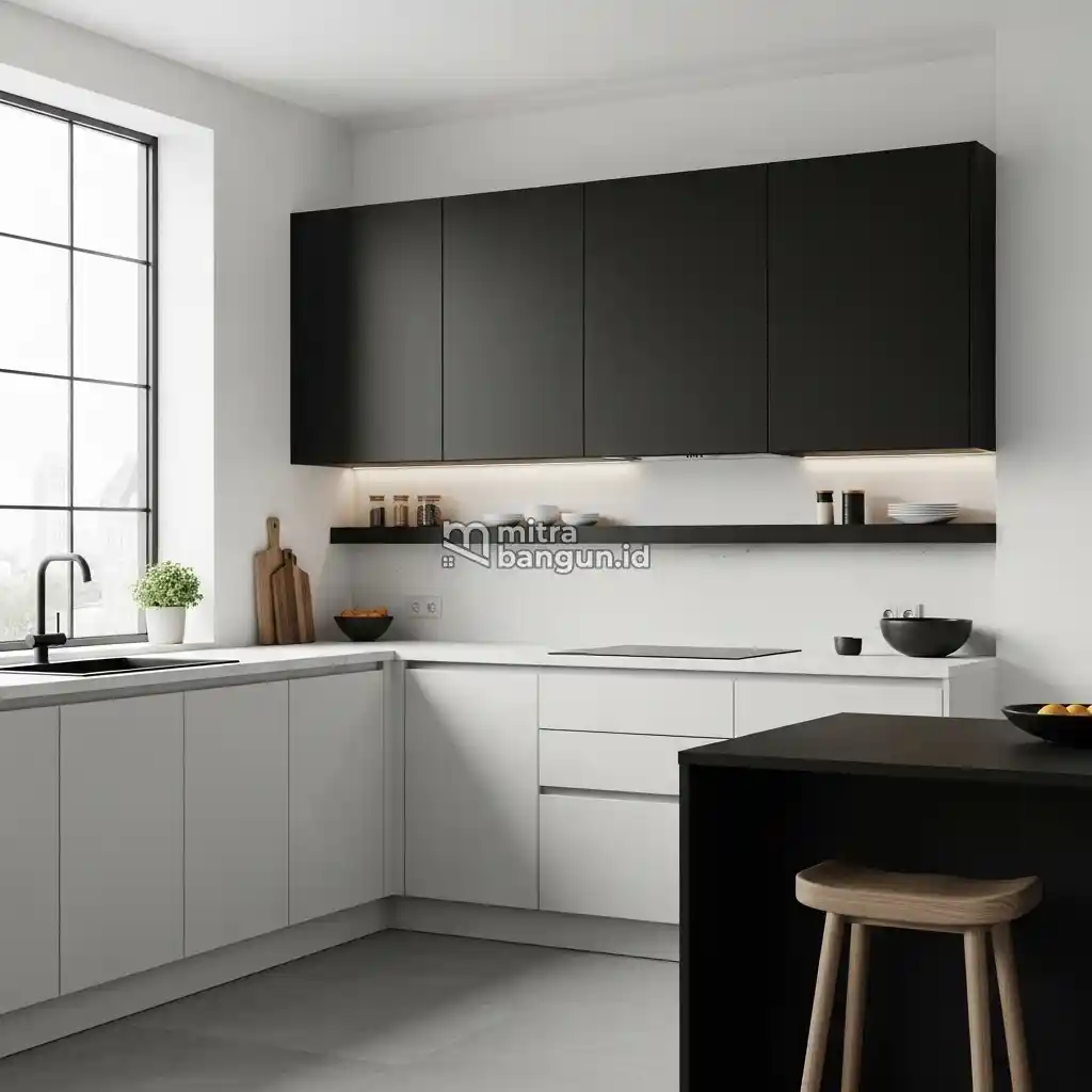 Dapur Sederhana Monokrom di rumah estetik