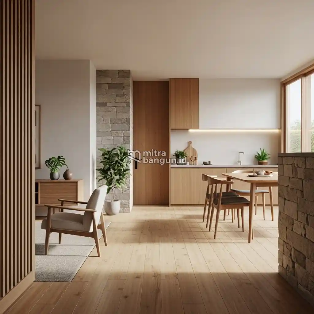 Desain Interior Rumah Minimalis estetik Bertekstur