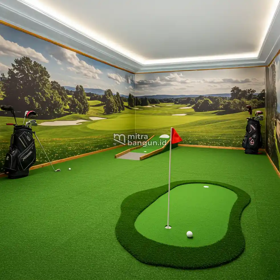 Ruang Olahraga di rumah dengan Golf Mini