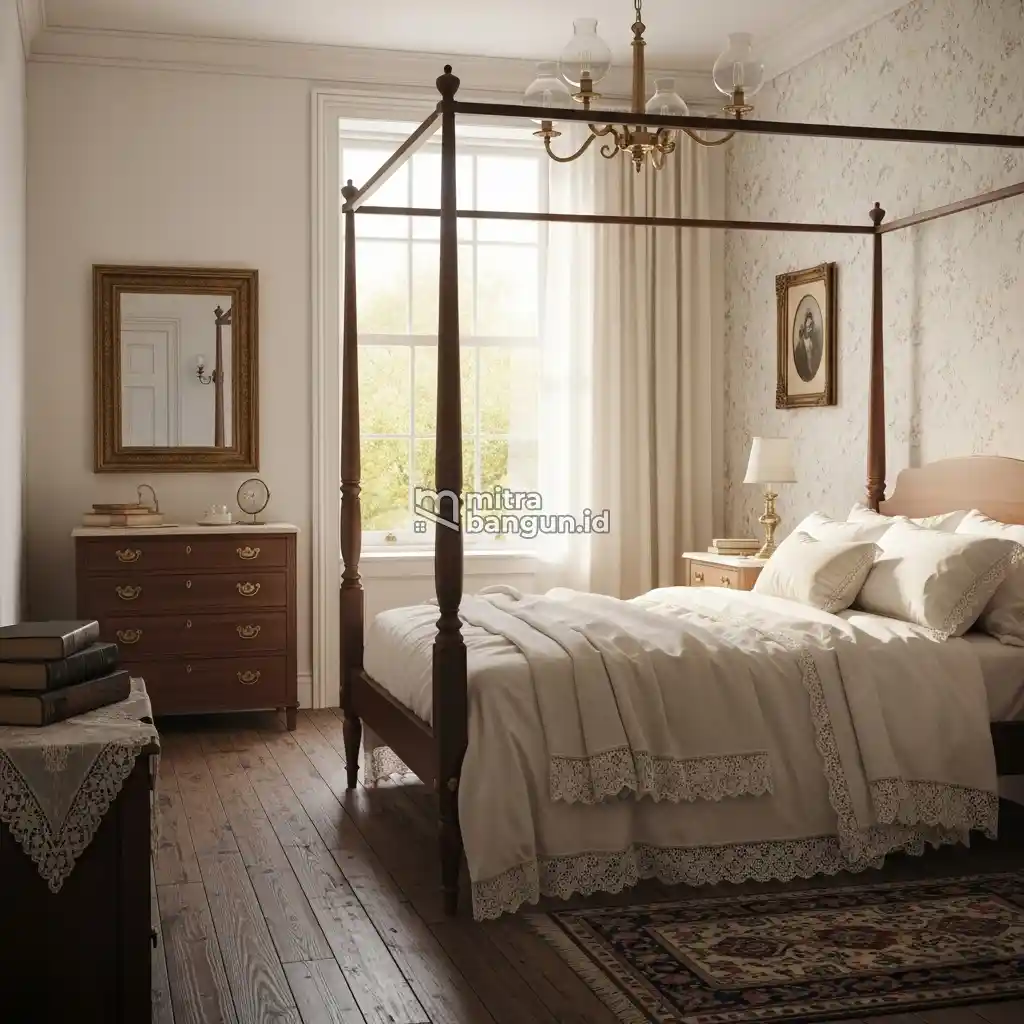 Desain Kamar Tidur Bernuansa Vintage rumah estetik