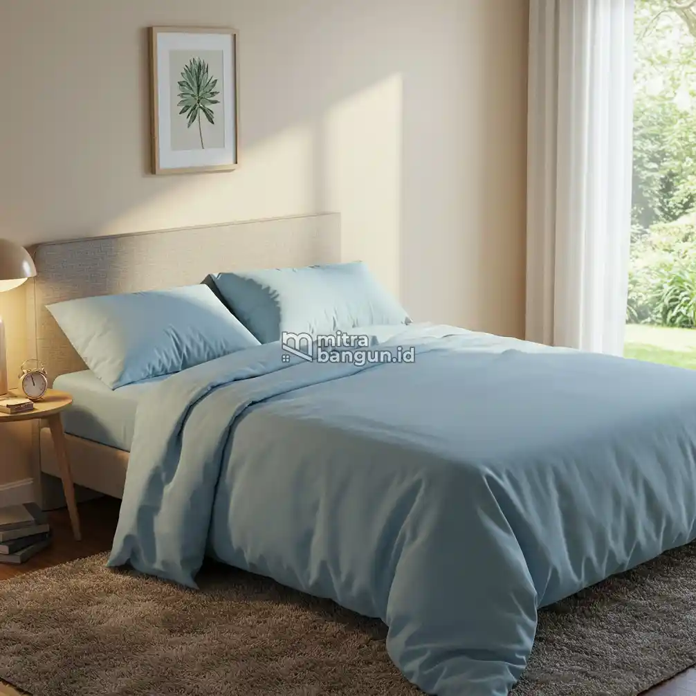sprei warna polos membuat dekorasi kamar terlihat luas