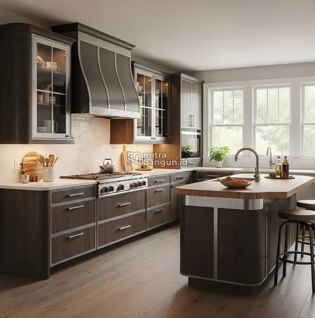 Dapur dengan Desain Kabinet atau Lemari yang Menarik