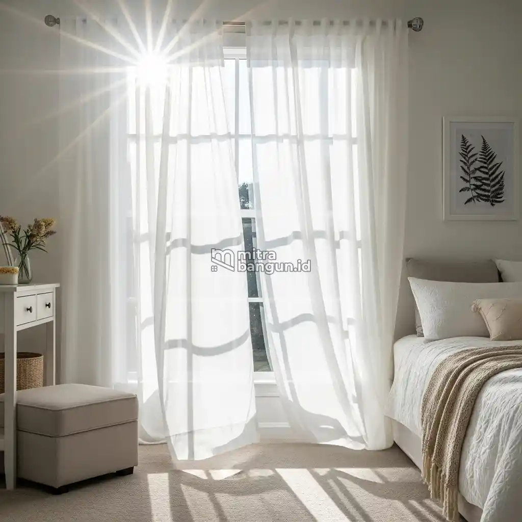 Foto Gorden Jendela Kamar Warna Putih